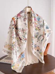 New Chinese Style Double Sided Floral Rouxiangyun Silk Square Scarf 100% Mulberry Silk Gift Ready to Ship Fashion Accessory
