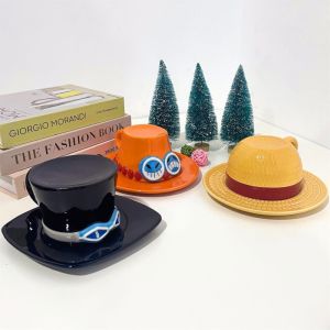 In Stock Cartoon Ceramic Coffee Cup and Saucer Creative Brothers Hat Mug Upside Down Relief Painted Toys for Kids Milk Water Cup