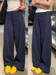 Quần Ống Rộng Vải Lanh Cotton Cạp Cao Mùa Hè 2025 Phong Cách Mới Quần Ống Đứng Rộng Rãi Thoải Mái Cho Nữ