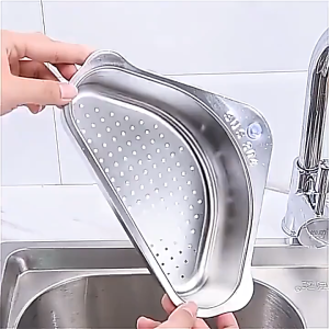 Silver Stainless Steel Triangle Basket Sink Strainer Corner Sink Drain Basket Veg Residue Filter