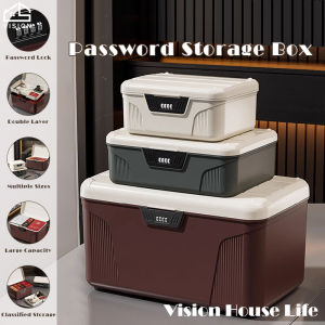 Vision Double Layer Storage Box with Lock Privacy File Document Storage Box Key Password Organizer Box Passport Certificates Insurance Safe Box