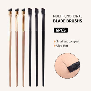 6Pcs Blade Eyebrow Brushes Set Ultra‑thin Angled Makeup Brushes Precision Cosmetic Tools for Eyebrow Eyeliner Daily Makeup