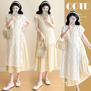Summer Chinese Style Maternity Dress with Pankou Two-piece Set