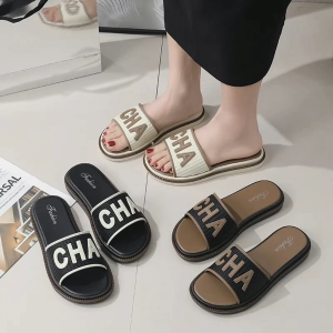 ReTouch Women Korean Slip-On Slippers PVC Lightweight Fashion Flats Summer Casual Soft Shoes BS-2112
