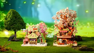 YKO Panda Cherry Blossom Tree House Mini Building Blocks | DIY Street View House Model | Creative Gift for Girls