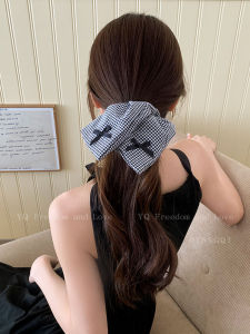 2025 New Black White Plaid Square Scarf Hair Ties Womens Design High-End College Style Ballet Trend Hair Bands Accessories