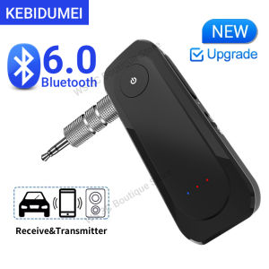 Kebidumei | KEBIDUMEI Bluetooth 6.0 Transmitter Receiver 2 in1 Wireless Audio Adapter 3.5MM AUX With Mic For Car Airplane TV PC Speaker