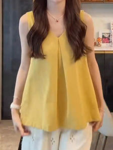 Shalldoer | Summer Loose Sleeveless Vest Womens Fashionable Versatile Lazy Feeling Top Breathable Comfortable Fabric V-neck Thin Model