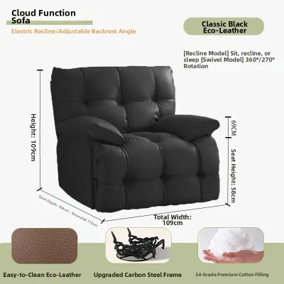 Electric Massaging Recliner Sofa Rotatable