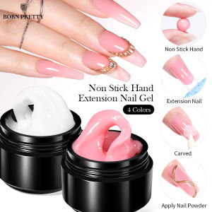 BORN PRETTY 15Ml สีใส Non Stick Hand Extension เล็บยูวีเจลแกะสลักดอกไม้เล็บ Shaping Nail Extension สีชมพู Nude Solid Nail Art Polish