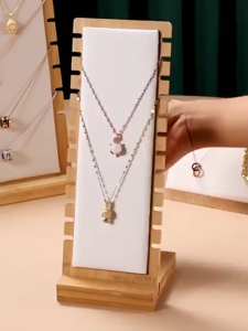 Perhiasan display kalung rak/panjang liontin rak rak rantai penyimpanan/kayu bambu yang dapat dilepas