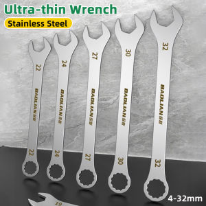 Ultra-thin Dual-purpose Wrench Large Open Wrench Plum Blossom 4-32mm Auto Repair Wrench Stainless Steel Household Hardware Tools