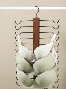 ZhenMei Multi-Layer Solid Wood Clothes Hanger Anti-Slip Multi-Function Bra Underwear Storage Strap Hanging Rack Home Foldable Clothes Hanger