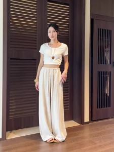 Striped Wide Leg Thin Straight Loose Casual Trousers