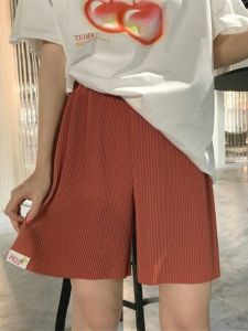 Extra Large Size Ice Silk Shorts Womens Wide Leg Pants Summer Thin Sporty Loose Chiffon Casual Three-quarter Length Trousers