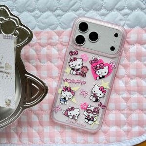Sanrio | Cute Cartoon Leopard Print KT Phone Case For iphone 17 Pro 16 15 Pro Max Matte Translucent Soft Silicone Shockproof Bumper Cover