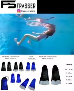 Frasser Kaki Katak Renang Kaki Katak Snorkling Fin Silicone Fin Diving Pendek XS - XL KKTK 01