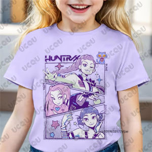 2025 New KPop Demon Hunters Cartoon Print Kids Cotton T-shirts Summer Short Sleeve Tees Boys and Girls Clothes Casual Tops