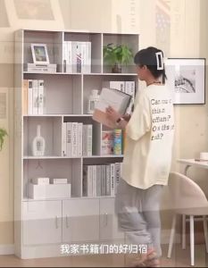 ชั้นวางหนังสือ ชั้นวางของไม้ ชั้นเก็บของ ที่วางของ ชั้นโชว์ ชั้นวาง สีขาว/สีโอ๊ค แถมฟรี