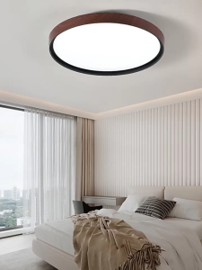 PHPOA Easy Install LED Ceiling Light - 3 Color Modes Remote Control Wooden Style Quick Replacement