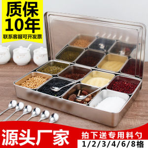 Commercial 304 Stainless Steel Seasoning Jar Set Japanese Style Sample Display Box Kitchen Storage Container Food Ingredient Show Case
