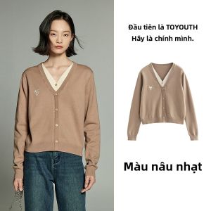 Toyouth | Áo Len Ngắn Thiết Kế Màu Sọc V-Neck