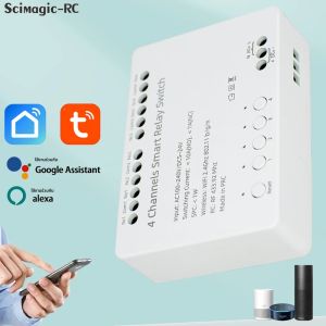 โมดูลสวิตช์อัตโนมัติอัจฉริยะ Tuya 4 ช่องสัญญาณ AC 100~240V 220V DC5~24V 10A ตัวควบคุมรีเลย์ Wifi ทำงานร่วมกับ Alexa และ Google Home
