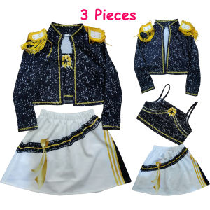 Halloween Costume Girl Kids Street Dance Set Golden Singer Your Idol Hip-Hop Dance Stage Performance Birthday Party Dress Suit
