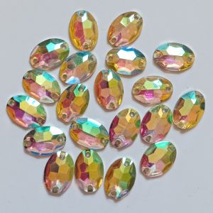 payet diamond jahit kristal resin pelangi bentuk oval uk 11x16 per lusin murah