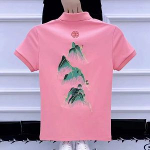 Elegant Embroidered Short Sleeve Polo Shirt for Men Slim Fit Summer Fashion Casual Wear Turn-down Collar Half Sleeve T-Shirt