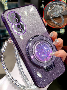 Huawei Honor 80 Curved Screen Phone Case Ultra-Thin Silicone Magnetic Starry Sky Stand Anti-Fall Creative High-Aesthetic Protection