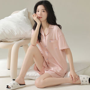 Miiow | Catwoman Summer Sleepwear Womens Pure Cotton Short Sleeve Shorts Casual Home Clothes Set Sweet Cute Lightweight Polyester Blend