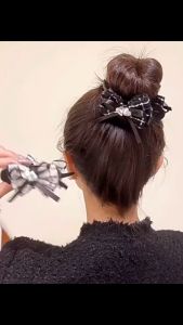 F4 Jepit Rambut Korea Motif Tweed Untuk Cepol Sanggul Love Heart Rhinestone Bowknot Hair Clip HFS007