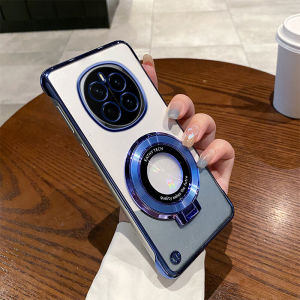 Honor Magic7 pro Phone Case Ultra-Thin Electroplated Transparent Hard Shell Magnetic Stand No-Border Protection Stylish Personality