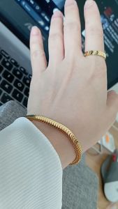 Bộ Lắc Tay Và Nhẫn Nữ Titan Mạ Vàng Vảy Rồng Phong Cách Hàn Quốc