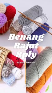 Benang Rajut Katun Sutra Susu 8Ply Besar / Katun Susu Import Big 8ply (100gram) Part 1