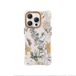 Retro Floral Phone Case for iPhone 15 pro Max Full Cover Womens Handheld Crossbody Bag with Lanyard Acrylic Protective Shell