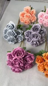 7 Heads Artificial Flower Roses Flower Home Party Wedding Decor Flower Bouquet Vase Decor