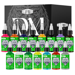 DM Tattoo Ink 15 Color 1OZ/Bottle Natural Plant Extract Pigment Body Painting Long Lasting No Color Loss Professional Tattoo Ink