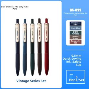 DIANSHI | Retro Color Quick Drying Press Action Ballpoint Pen for Students 0.5mm