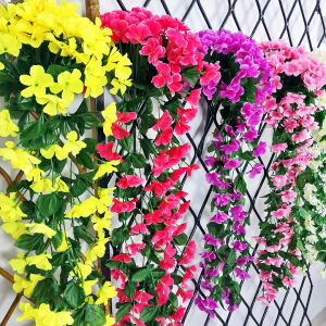 Azgalery PBP94 / Tanaman Hias Plastik Bunga Rambat Sakura Mawar Juntai Buatan Artificial Hanging Flower Ornamen Hiasan Gantung Dekorasi Dinding Meja Rumah Ruangan / COD