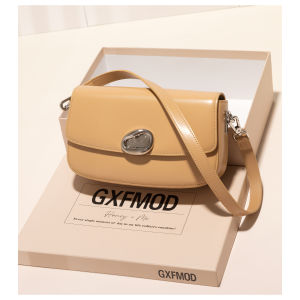 Vintage GXFMOD Leather Bag Womens Underarm Bag Crossbody Single Shoulder Bag Retro Style Breadstick Bag Hard Shell Handbag