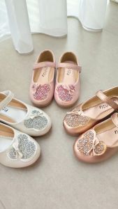 26-38 Sepatu Anak Perempuan Flat Glitter Pink Gold Putih