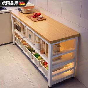 Modern Minimalist Kitchen Storage Rack Multi-Functional Cutting Board Table Workbench Narrow Edge Cabinet Microwave Oven Pot Storage Shelf