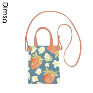 Mini Canvas Tote Bag Simple Abstract Strawberry Print Handbag by Dian House Versatile Neutral Storage Organizer Ideal for Shopping V289