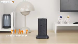 TESSAN Tower Power Extension With Surge Protector 多功能插座排插 Desk Clamp Power Strip Extension Cord With Type C