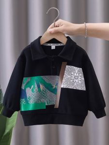Boys Spring Autumn Chinese Style Long Sleeve Thin Hoodie Polo Shirt Fashionable Trendy Brand Childrens Clothing