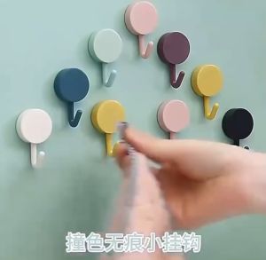 Gantungan Baju Bulat (1 pack isi 10pcs) / HOOK Macaron Bulat Tempel Dinding / Wall Hook Stiker Dinding Kail Tempel