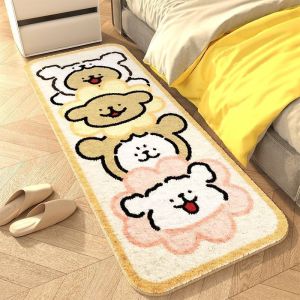 Cartoon Style Woolen Carpet Dog Line Pattern Bathroom Bedroom Living Room Machine Washable Non-Slip Soft Foot Mat Rug