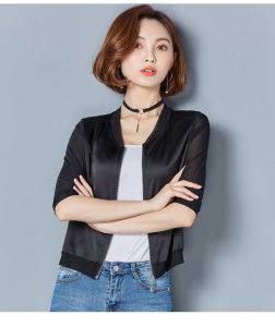 Silk Open Cardigan Womens Loose Fit Short Sleeve Baseball Style Sun Protection Shirt Transparent Mesh Lace Design Summer Top